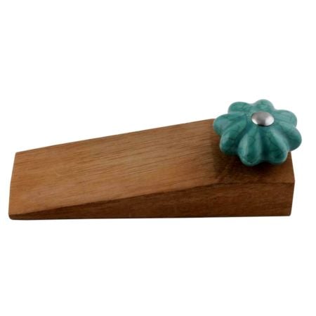 2 Pieces Sea Green Crackle Wooden Door Stopper